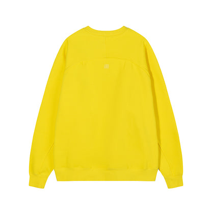 AMI Black Logo Crewneck Hoodie Yellow