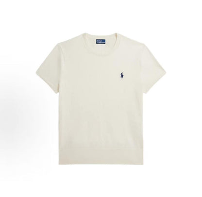 Ralph Lauren Round-neck Logo Embroidered Bodycon Short-Sleeved Regular-Sleeve T-Shirt for Women - White