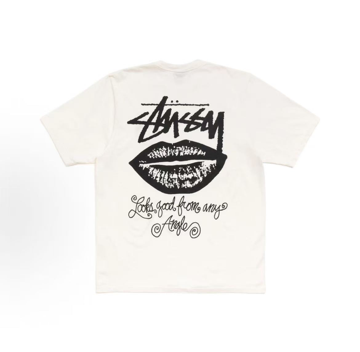 Stussy SS26 American street retro cursive logo printed short-sleeved T-shirt (men's and women's versions are the same)