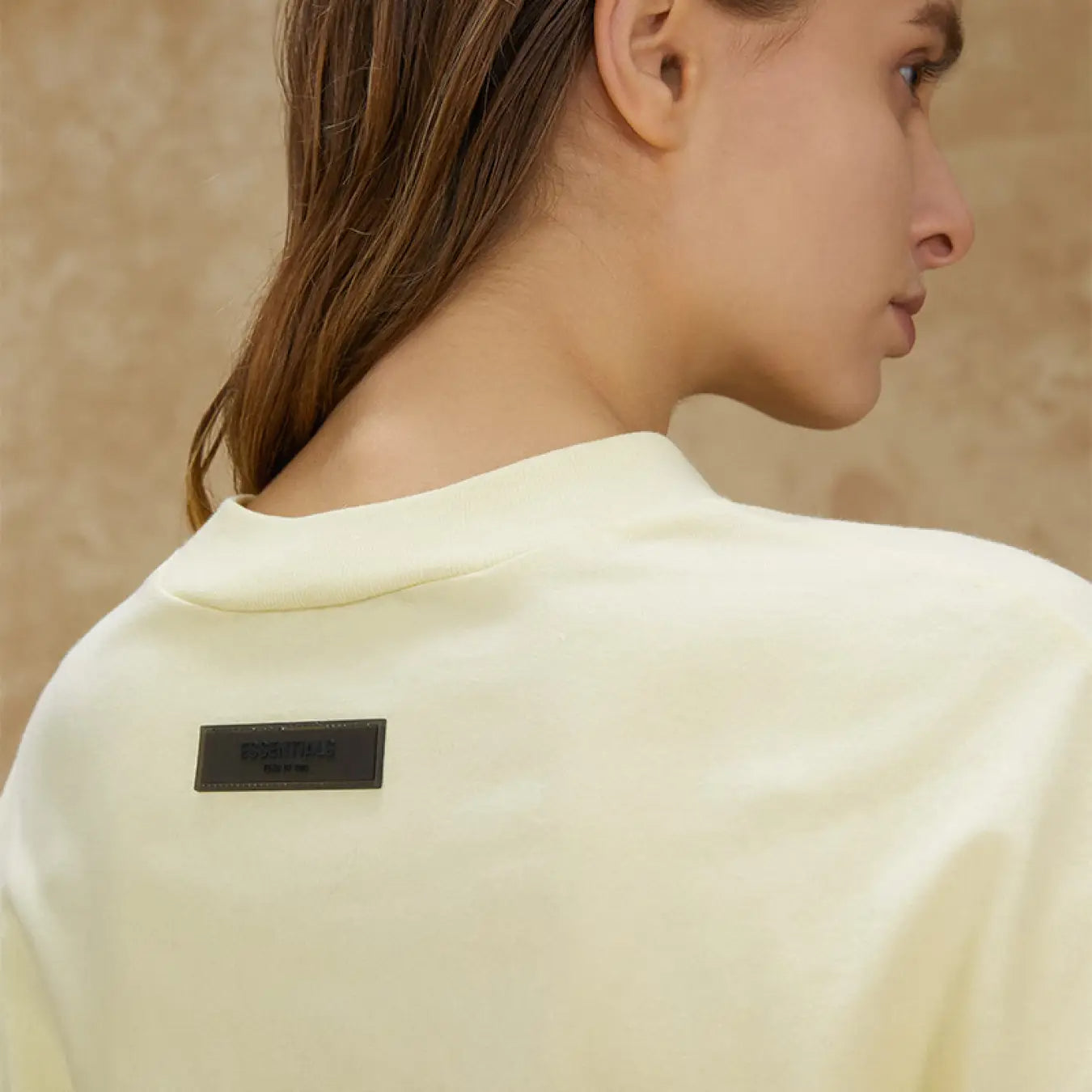 FOG FEAR OF GOD 22 ESSENTIALS double line single row flocking loose T-shirt cream yellow