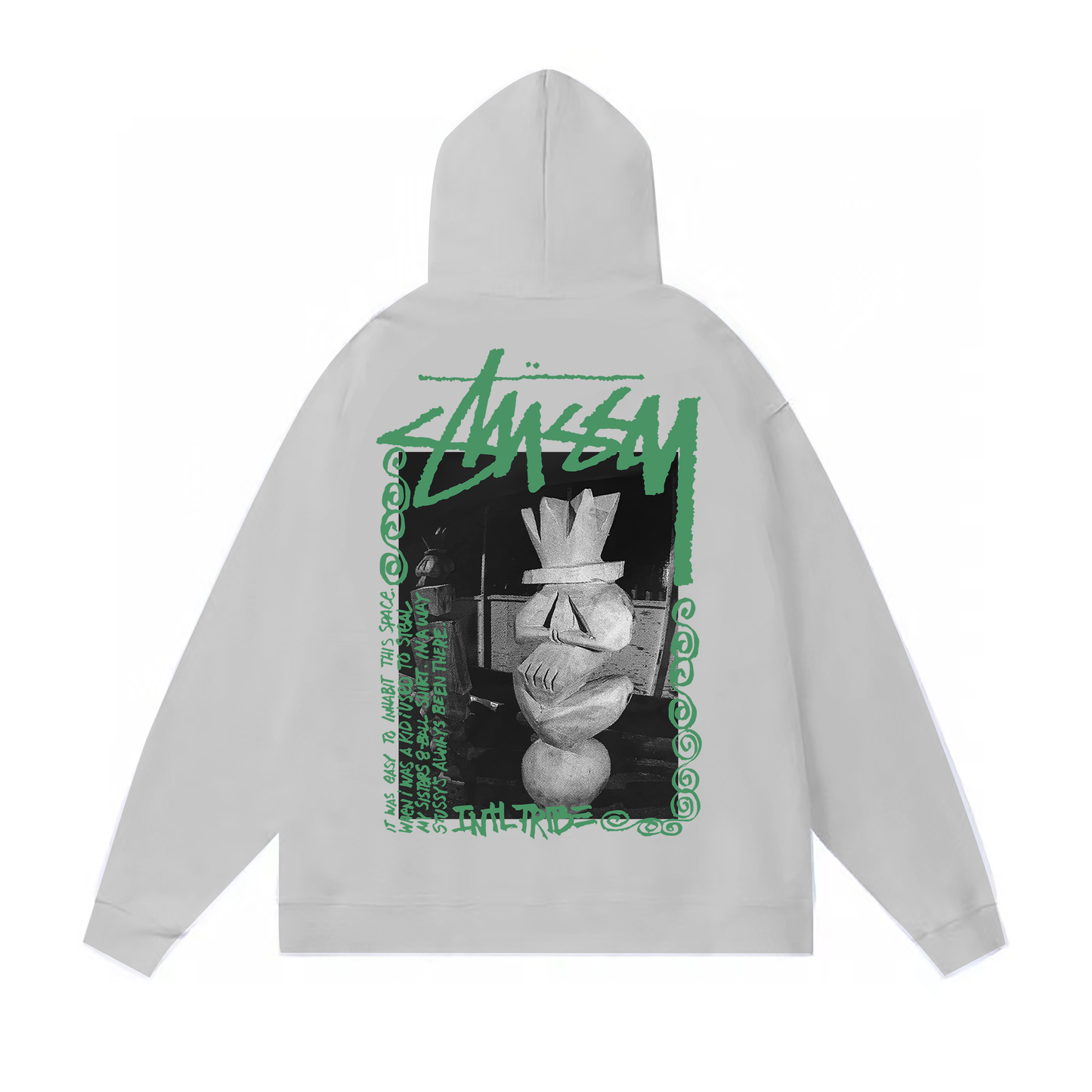 STUSSY PLASTER STATUE PRINT HOODIE GREY