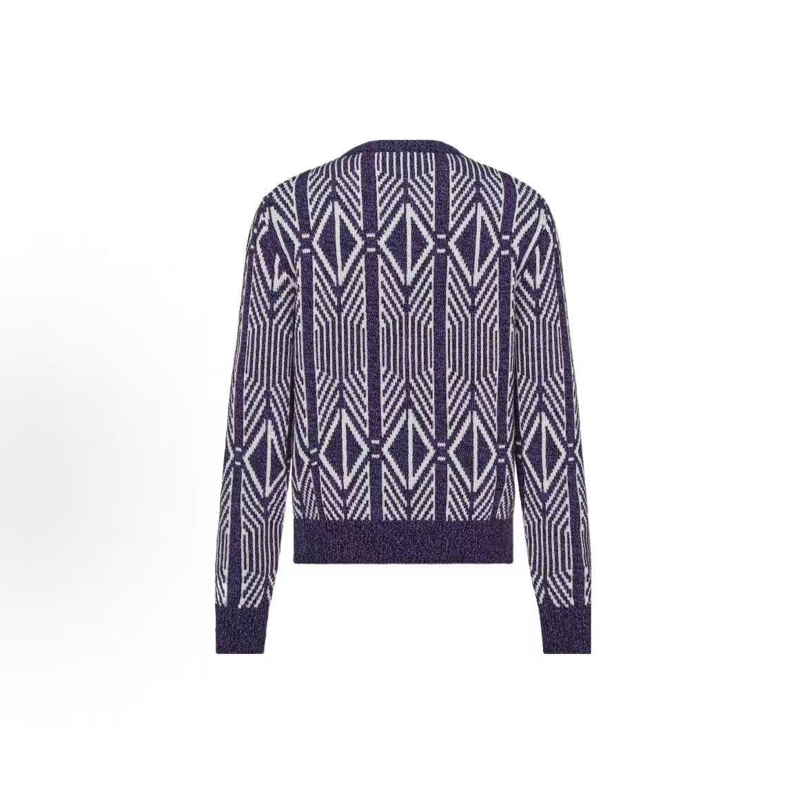DIOR (Dior) SS22 Rectangle Stripe Round-neck Pullover Long-sleeved Sweater for Men in Purple