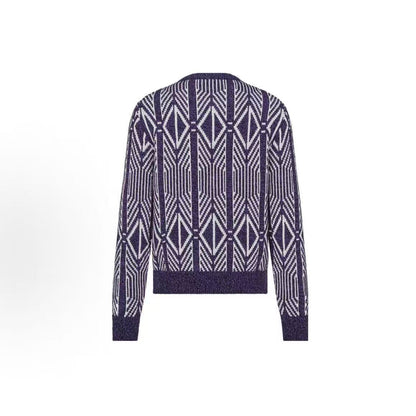 DIOR (Dior) SS22 Rectangle Stripe Round-neck Pullover Long-sleeved Sweater for Men in Purple