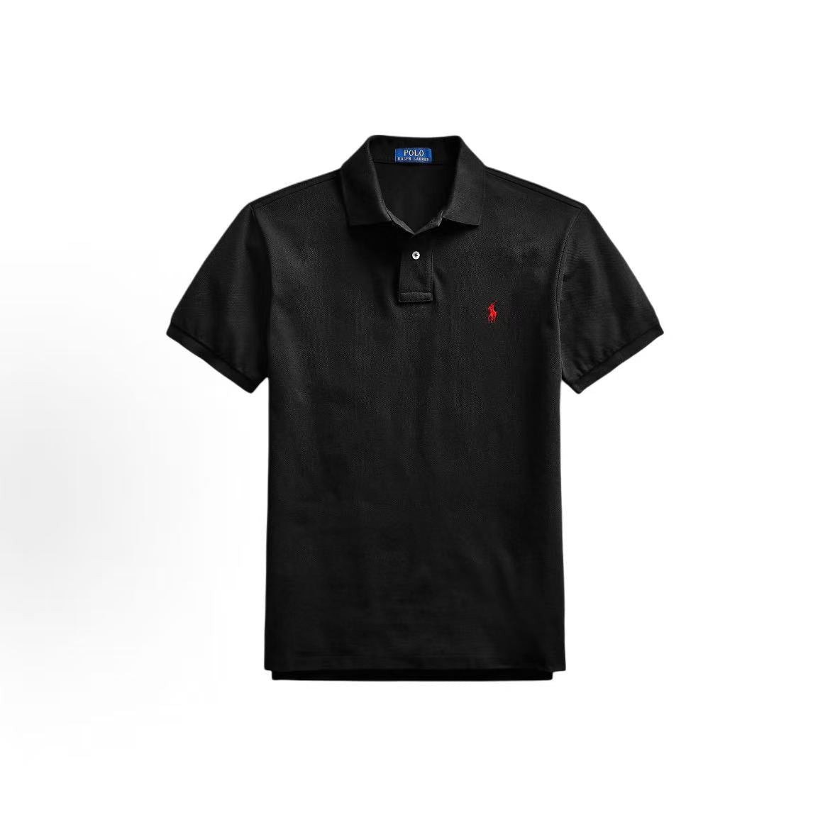 Ralph Lauren FW21 Logo Embroidered Solid Mesh Short-Sleeved Polo Shirt - Messy Hair - Men's - Black