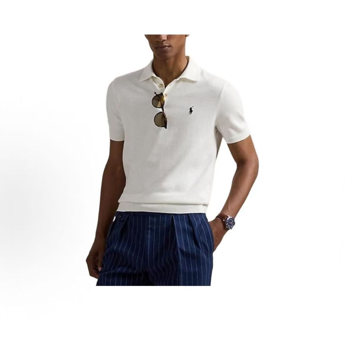 Ralph Lauren Logo Button Short-Sleeved Polo Shirt - Men's - White