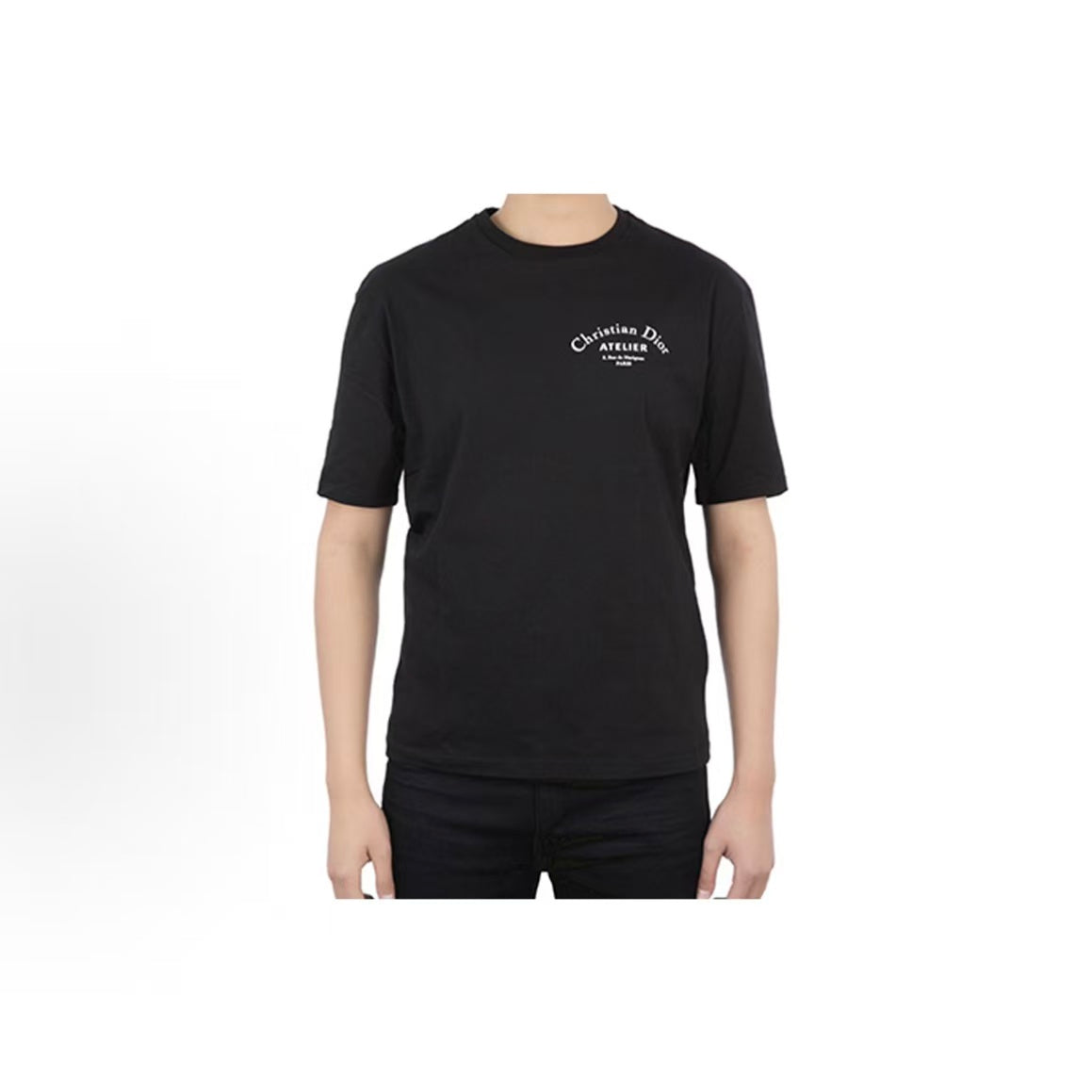 DIOR (Dior) SS20 "Christian Atelier" Logo Round-neck Short-sleeved T-shirt - Men's and Women's style are the same. Black color.