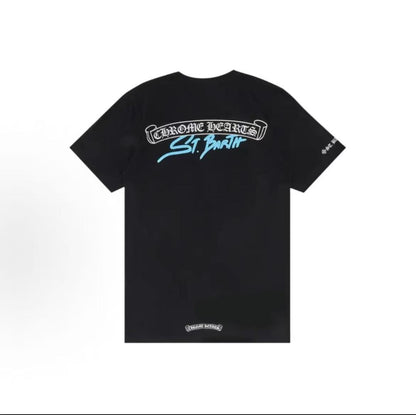 Chrome Hearts SS23 St. Barths Urban Limited Edition Collection Letter-Printed Short-Sleeved T-Shirt for Men - Black