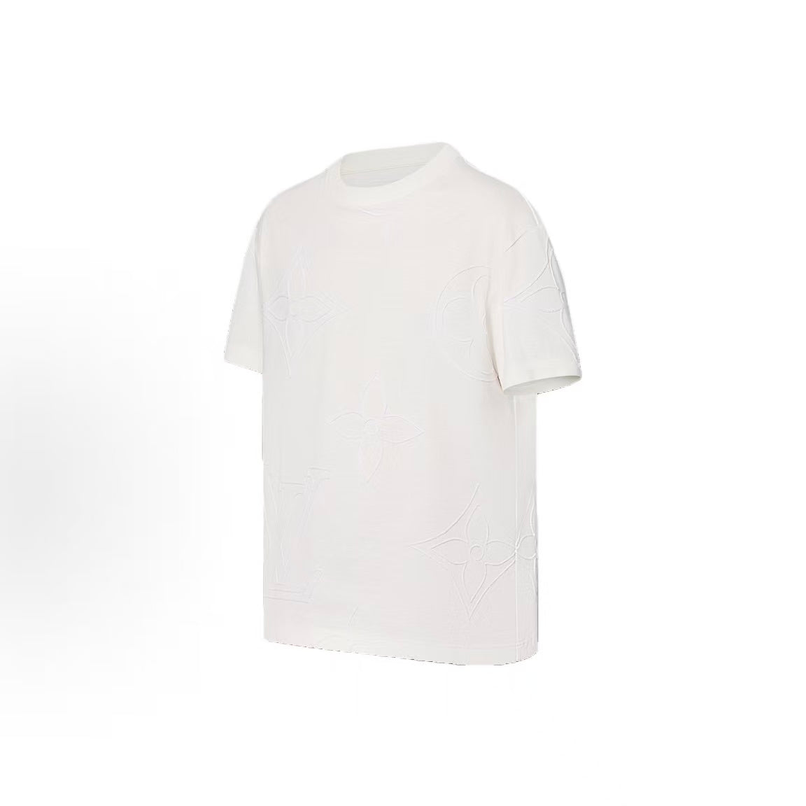 LOUIS VUITTON Logo pattern embroidered crew-neck short-sleeved T-shirt for men, white color
