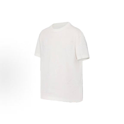 LOUIS VUITTON Logo pattern embroidered crew-neck short-sleeved T-shirt for men, white color