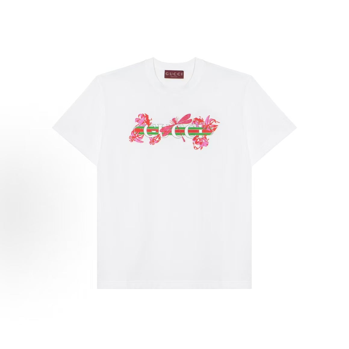 GUCCI Ancient Grecian SS24 Letter Logo Plant Print Round Neck Pullover Short Sleeve T-Shirt for Women, White