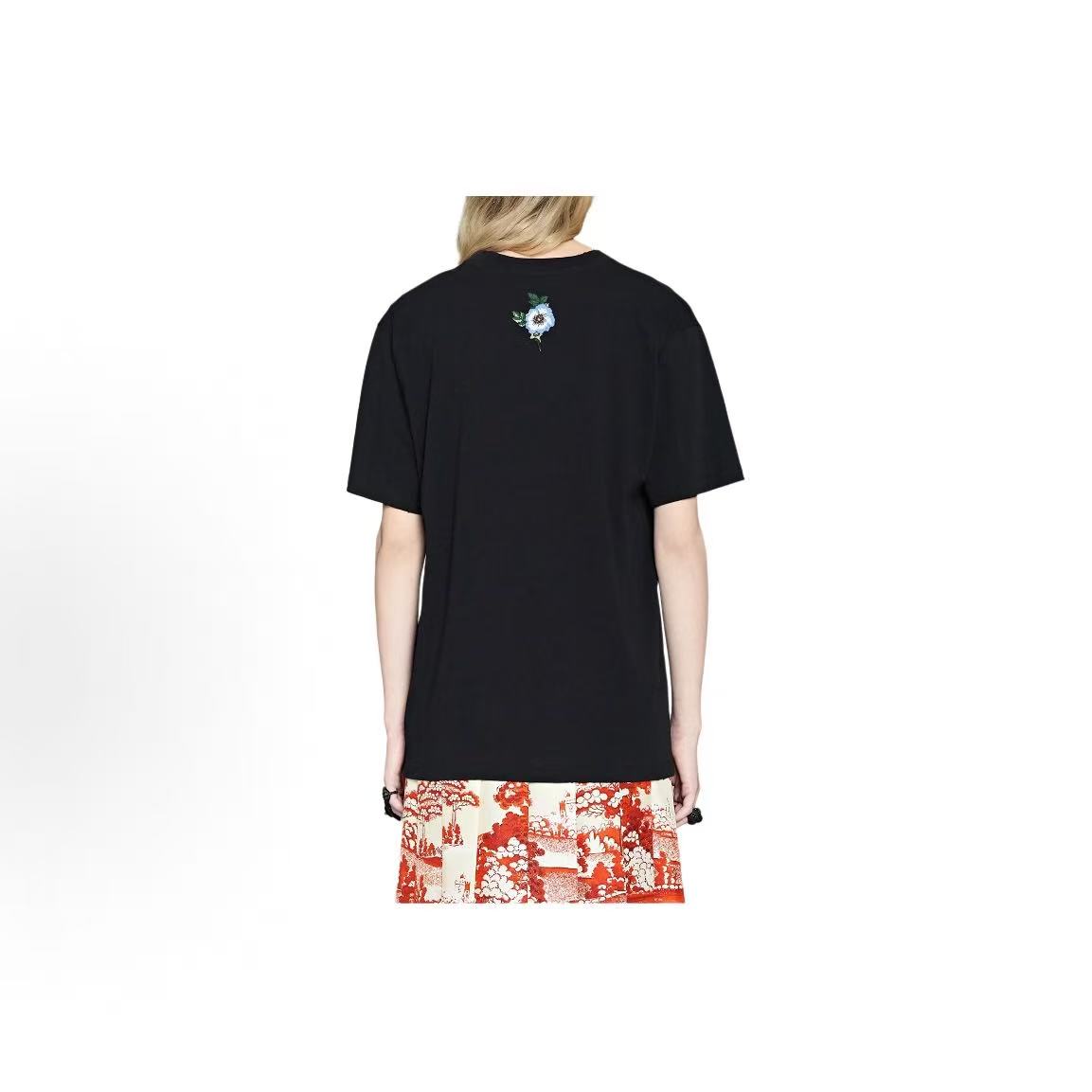 GUCCI Logo Print Round Neck Short Sleeve SS19 Relaxed Fit T-Shirt for Women, Black, Oversized