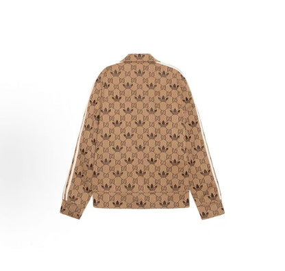 GUCCI x adidas originals x adidas Limited Edition SS23 Logo-printed Collar Long-Sleeved Jacket for Men in Khaki Color