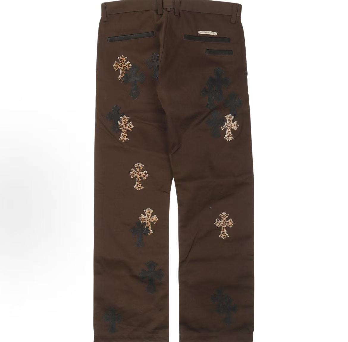 Chrome Hearts Leather Cross-Strapped Twill Cotton Casual Pants - Men's and Women's  Style alike