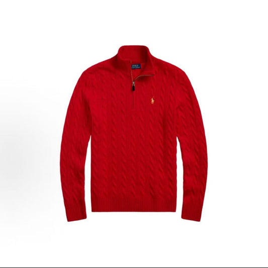 Ralph Lauren Small Spur Embroidered Logo Pattern Wool Blend Plaid Knitted Half-Buttoned Long-Sleeved Pullover Hoodie Sweater Standard Fit Men's Style
