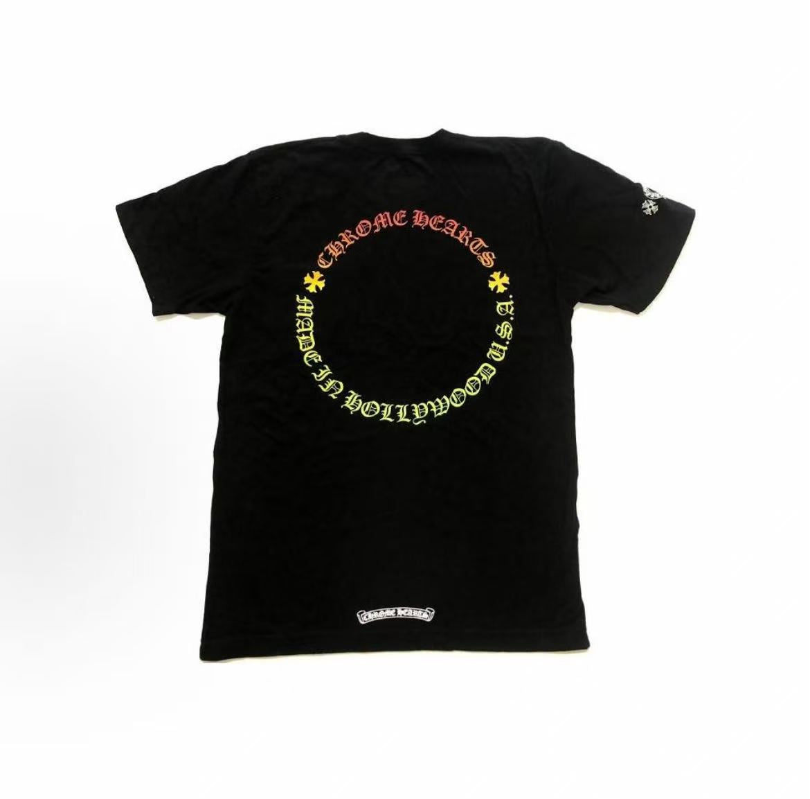 Chrome Heart Colorful Horse Hoof Logo T-shirt (Men's Style) - Black