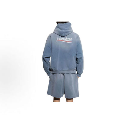 Balenciaga FW24 Long-sleeved Shirt with Pockets and Straight Bottom, Regular Fit, Men's Style, Blue Color