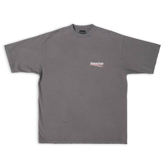 BALENCIAGA MEN’S POLITICAL CAMPAIGN T-SHIRT LARGE FIT IN GREY – BAS019
