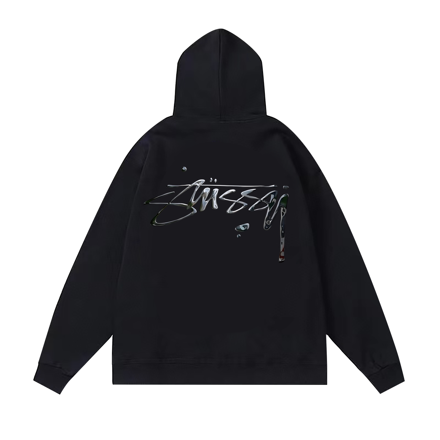 STUSSY BASIC LOGO PRINT HOODIE BLACK