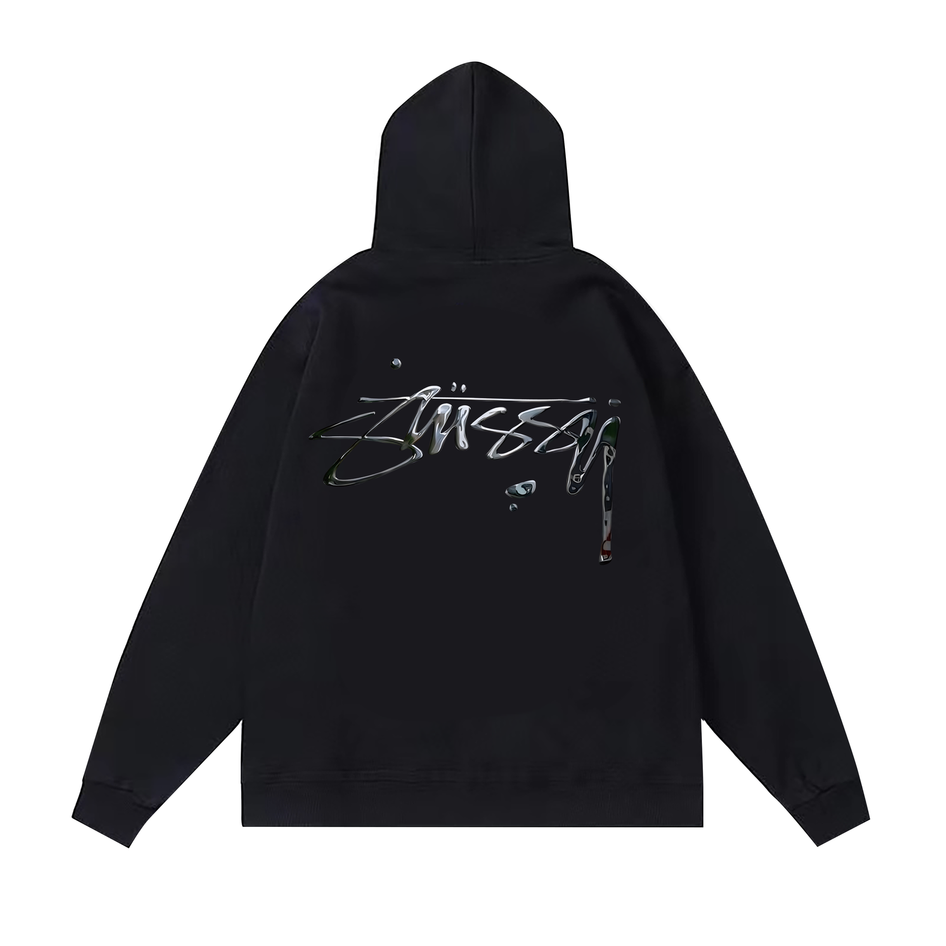 STUSSY BASIC LOGO PRINT HOODIE BLACK