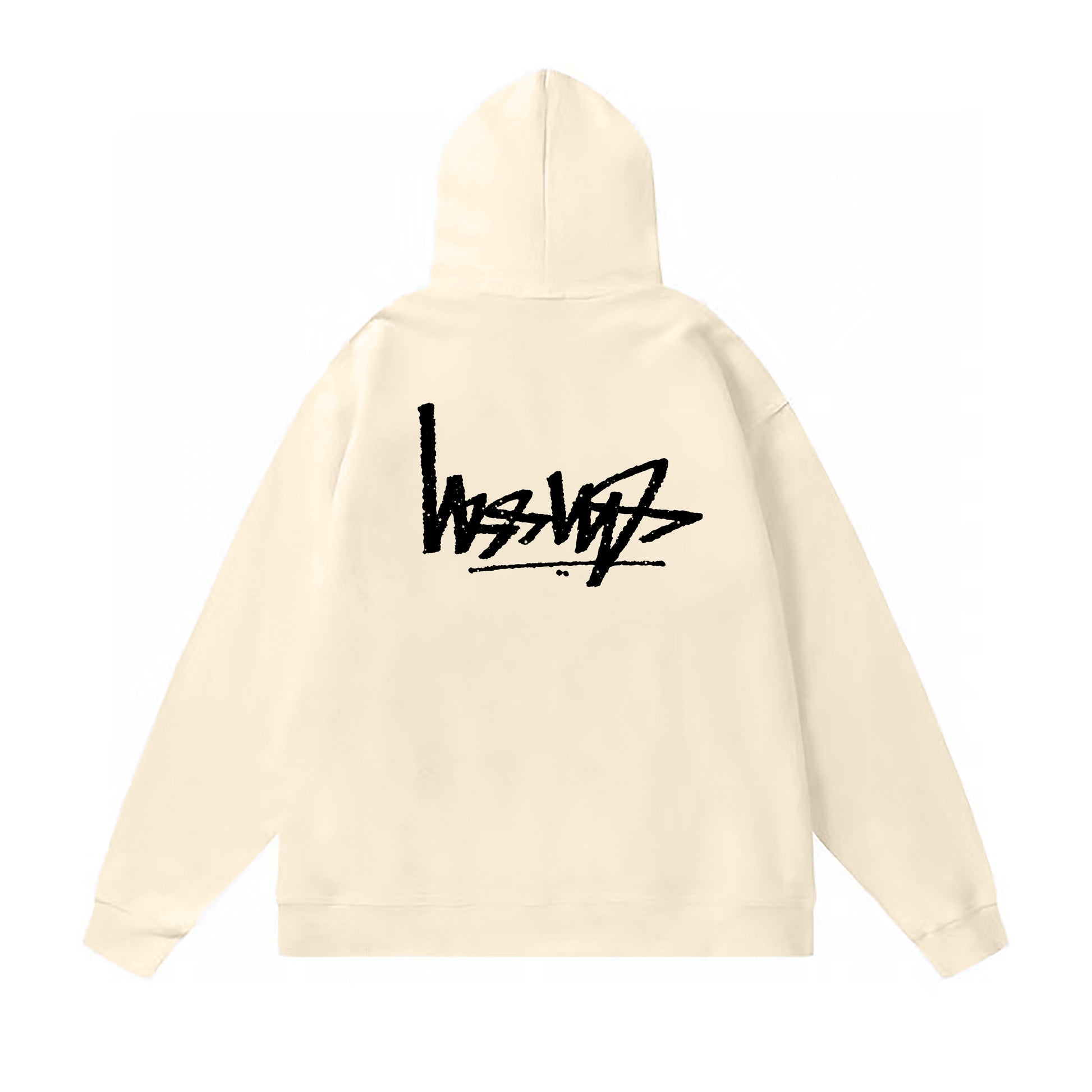 STUSSY REVERSE LOGO PRINT HOODIE CREAM