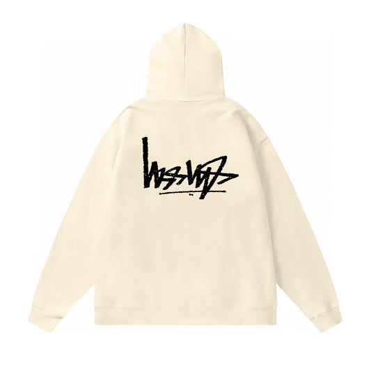 STUSSY REVERSE LOGO PRINT HOODIE CREAM