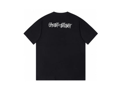 STUSSY CARTOON LOGO PRINT TEE BLACK