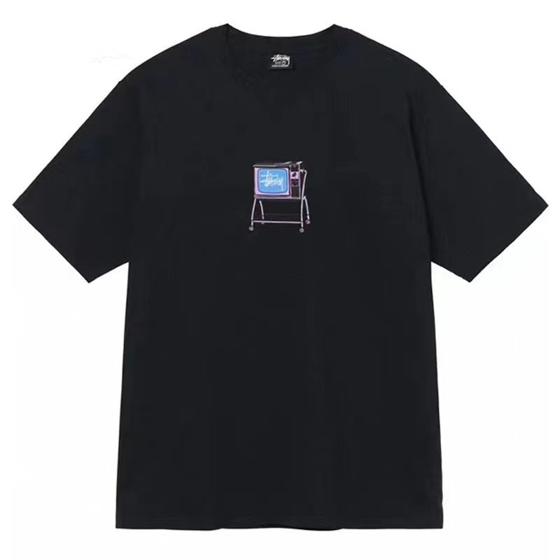 STUSSY TV PRINT TEE BLACK