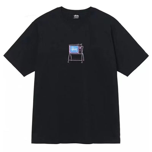 STUSSY TV PRINT TEE BLACK