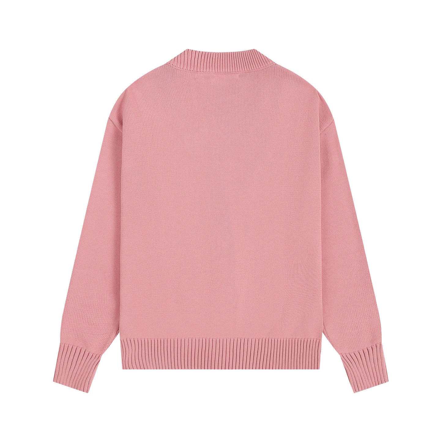AMI Big Logo V-neck Button Sweater Pink