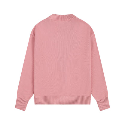 AMI Big Logo V-neck Button Sweater Pink