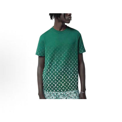 LOUIS VUITTON FW23 Logo All-Over Print Round Neck Short Sleeve T-Shirt for Men, Green