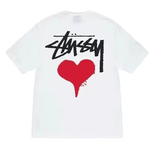 STUSSY HEARTS LOGO TEE WHITE