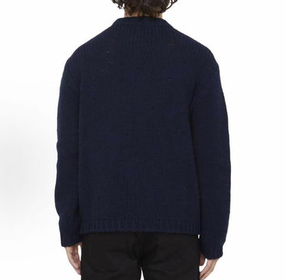 GUCCI Gucci Letter Logo Printed Round-neck Long-sleeved Knit Shirt for Men in Dark Blue
