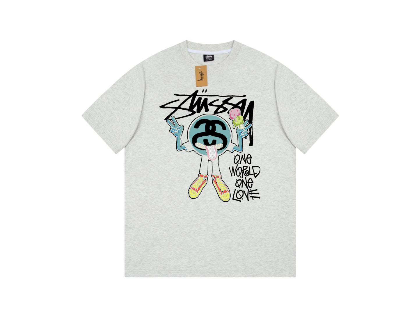 STUSSY CARTOON DOLL PRINT TEE GREY