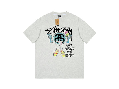 STUSSY CARTOON DOLL PRINT TEE GREY