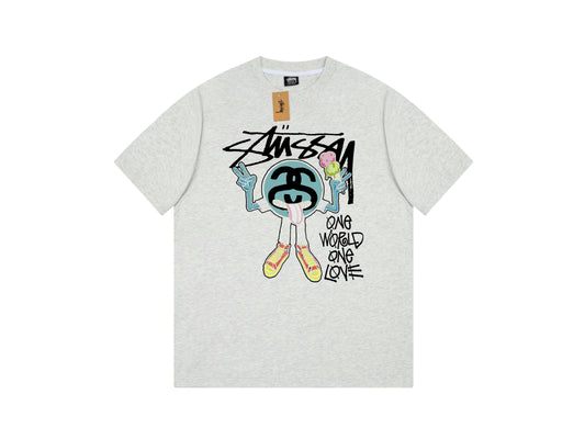 STUSSY CARTOON DOLL PRINT TEE GREY