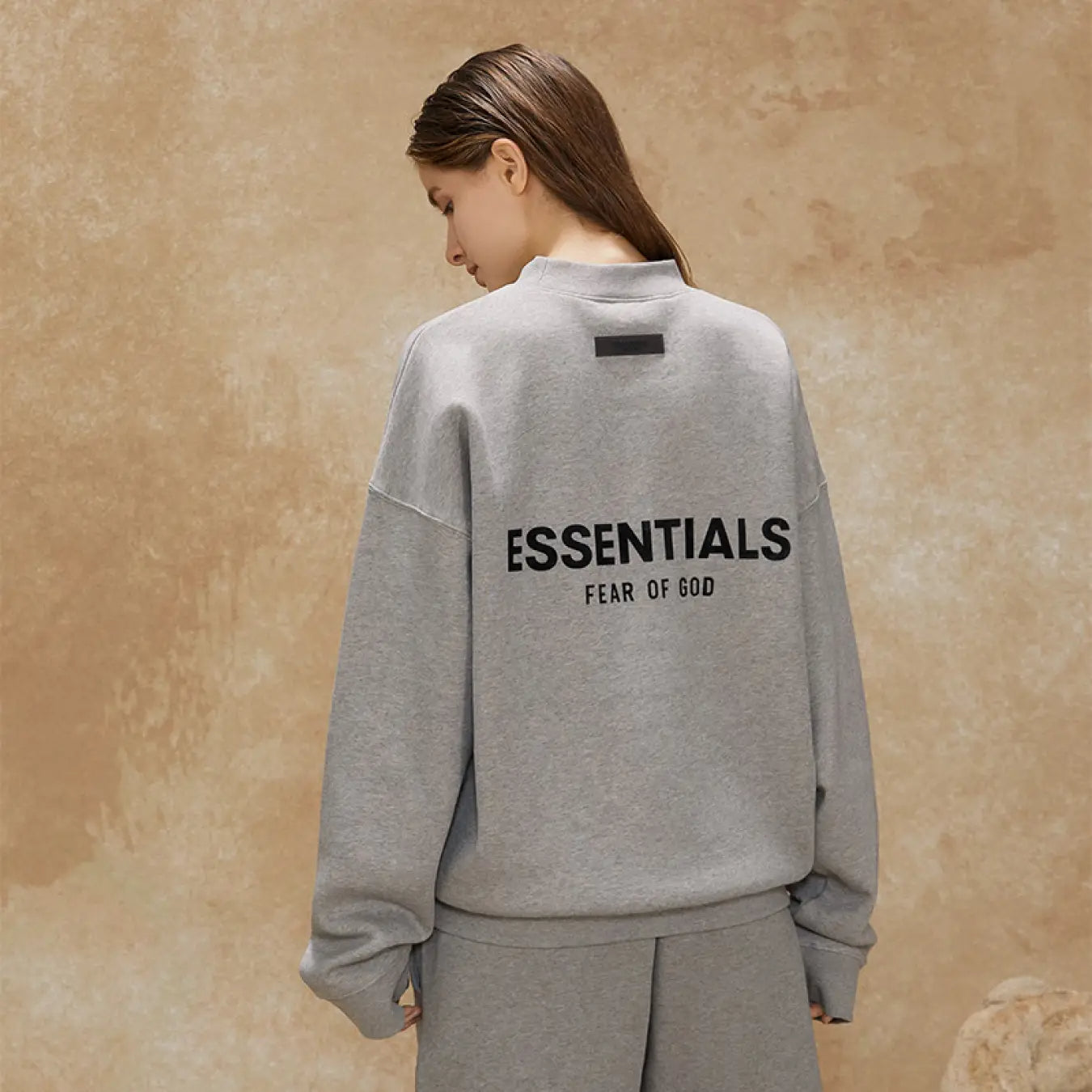 FOG FEAR OF GOD ESSENTIALS double-row flocked crew neck sweatshirt