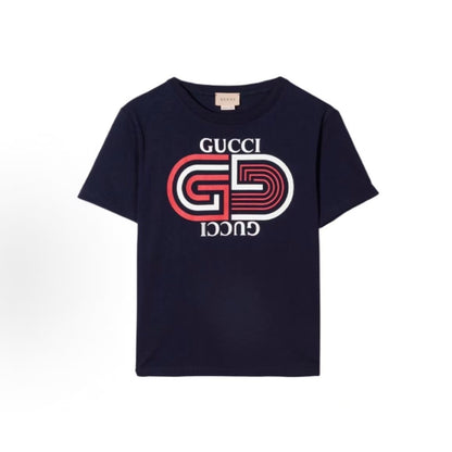 GUCCI T-shirt with logo print, round neck, short sleeve, children's style