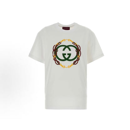 GUCCI: Early Spring Resort Women's Ready-to-Wear Collection - Round-neck Embroidered Print Cotton Knit T-Shirt - Women's Style - SS26
