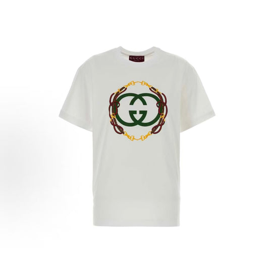 GUCCI: Early Spring Resort Women's Ready-to-Wear Collection - Round-neck Embroidered Print Cotton Knit T-Shirt - Women's Style - SS26