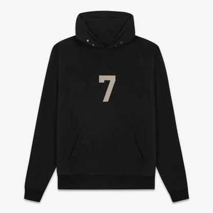 FOG FEAR OF GOD Season 7 main line 7-character flocking hoodie casual loose sweatshirt Black