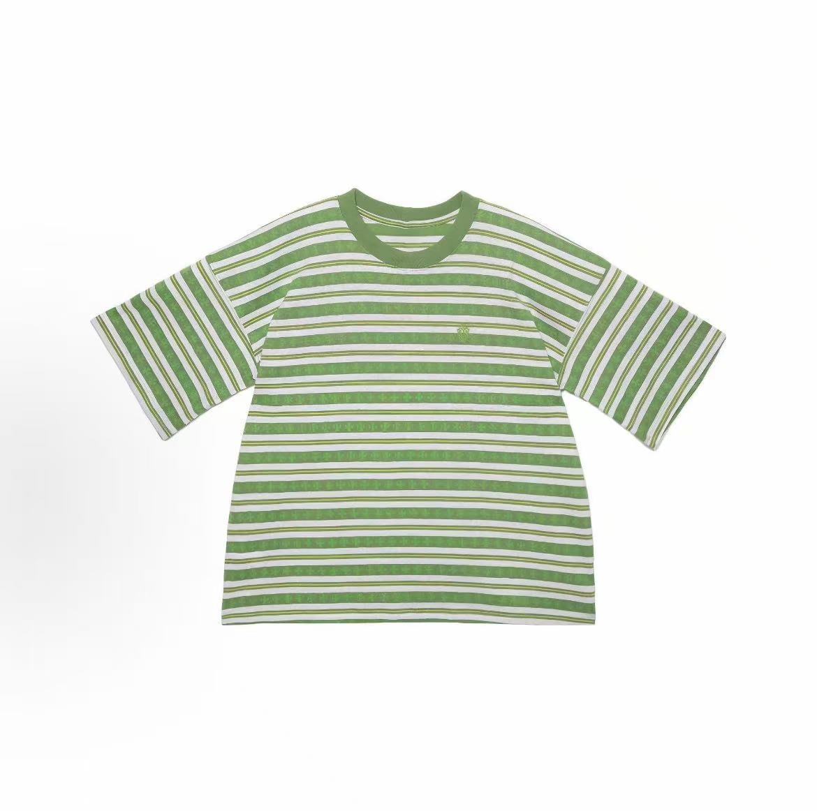 Chrome Hearts SS23 Striped Logo Printed Round Neck Pullover Short Sleeve T-Shirt for Men