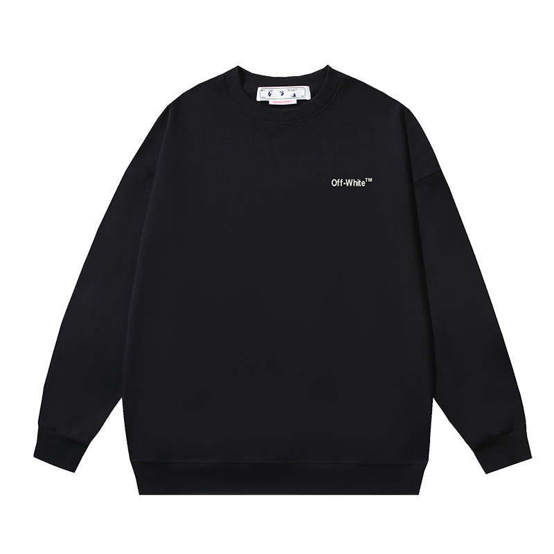 OFF WHITE MOON ARROW CREW NECK HOODIE BLACK