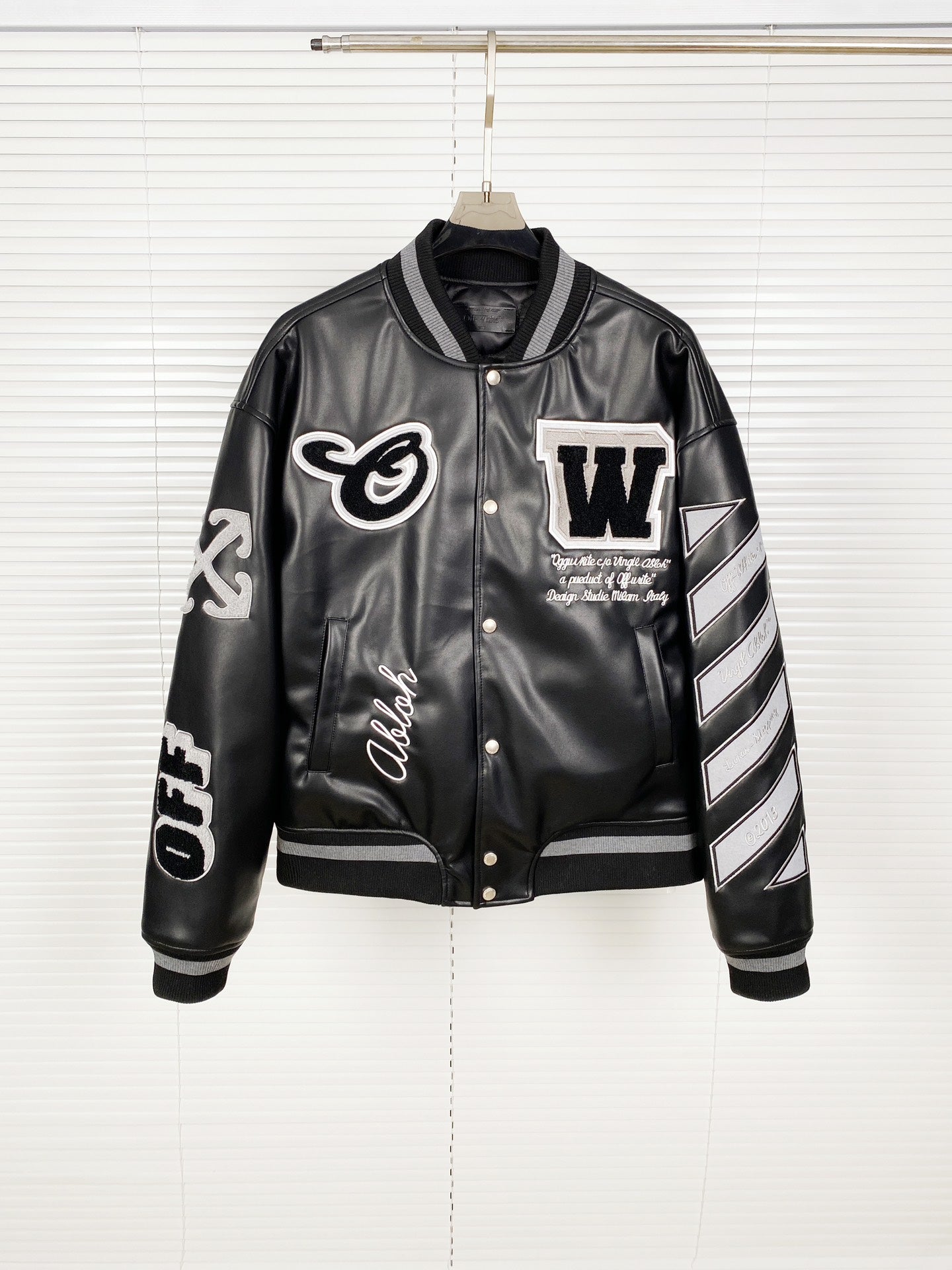 Off-white baseball jacket black