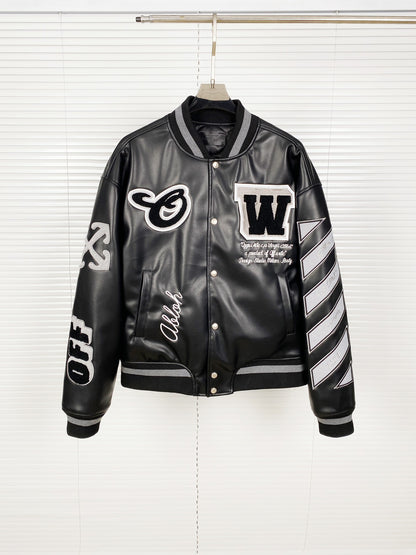 Off-white baseball jacket black