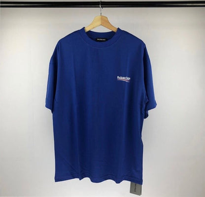 BALENCIAGA MEN’S POLITICAL CAMPAIGN T-SHIRT LARGE FIT IN PACIFIC BLUE – BAS003