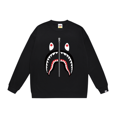 A Bathing Ape Shark Mouth Print Zipper Hoodie Black