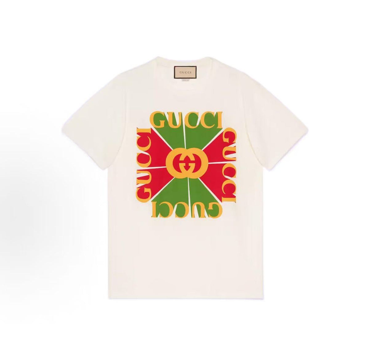 GUCCI Logo letter print casual short-sleeved T-shirt for women, in beige color.
