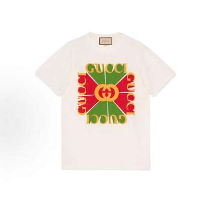 GUCCI Logo letter print casual short-sleeved T-shirt for women, in beige color.