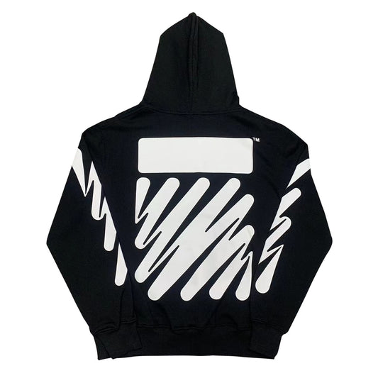 Off-White wavy lines print hooded sweater black